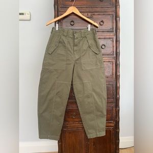 Banana Republic army-green pants. Size 4 but meant to be a bit baggy.